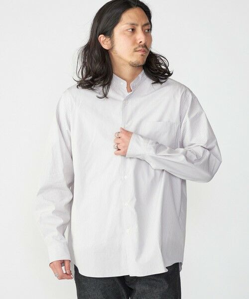 SHIPS / シップス シャツ・ブラウス | SHIPS: バンドカラー スーピマ コットン ポプリン ストライプ 長袖 シャツ | 詳細9