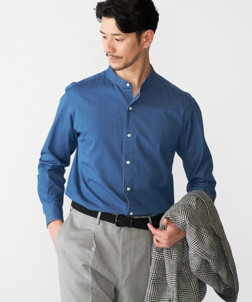 SHIPS / シップス シャツ・ブラウス | SHIPS: ウォッシュド デニム バンドカラーシャツ(ネイビー)