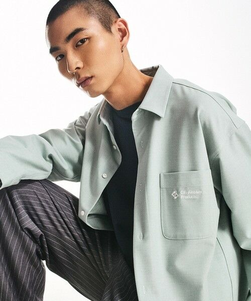 SHIPS / シップス シャツ・ブラウス | City Ambient Products: レギュラーカラー ツイル オーバー シャツ(ライトグリーン)