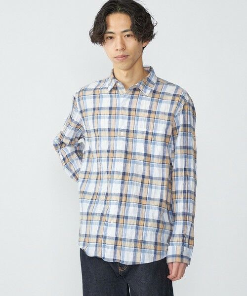 SHIPS / シップス シャツ・ブラウス | SHIPS: BEZ ウォッシュド チェック ロングスリーブ シャツ(ベージュ)