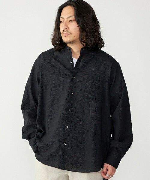 SHIPS / シップス シャツ・ブラウス | SHIPS: エアー サッカー バンドカラー リラックス 長袖 シャツ〈単色／チェック〉 | 詳細3