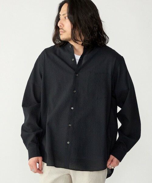 SHIPS / シップス シャツ・ブラウス | SHIPS: エアー サッカー バンドカラー リラックス 長袖 シャツ〈単色／チェック〉 | 詳細4