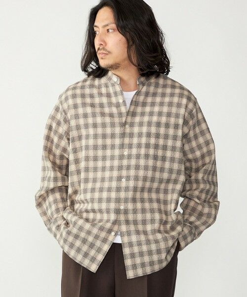 SHIPS / シップス シャツ・ブラウス | SHIPS: エアー サッカー バンドカラー リラックス 長袖 シャツ〈単色／チェック〉 | 詳細10