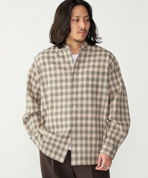 SHIPS / シップス シャツ・ブラウス | SHIPS: エアー サッカー バンドカラー リラックス 長袖 シャツ〈単色／チェック〉 | 詳細11