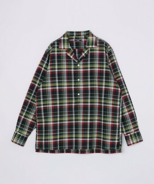 SHIPS / シップス シャツ・ブラウス | SHIPS: オープンカラー コットン リネン マドラスチェック プルオーバー シャツ オリーブ | 詳細12