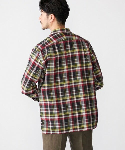 SHIPS / シップス シャツ・ブラウス | SHIPS: オープンカラー コットン リネン マドラスチェック プルオーバー シャツ オリーブ | 詳細3