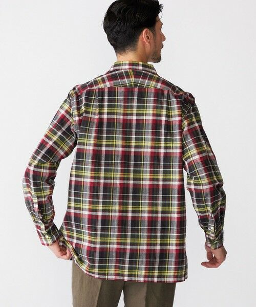 SHIPS / シップス シャツ・ブラウス | SHIPS: オープンカラー コットン リネン マドラスチェック プルオーバー シャツ オリーブ | 詳細4