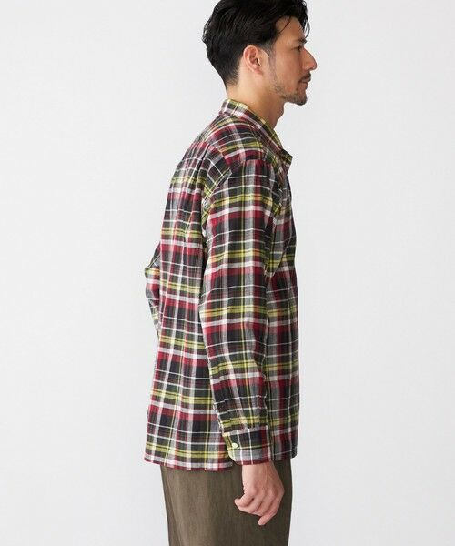 SHIPS / シップス シャツ・ブラウス | SHIPS: オープンカラー コットン リネン マドラスチェック プルオーバー シャツ オリーブ | 詳細5