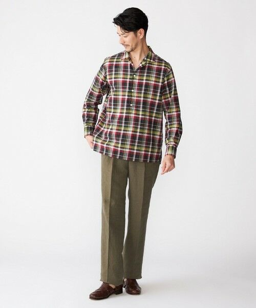 SHIPS / シップス シャツ・ブラウス | SHIPS: オープンカラー コットン リネン マドラスチェック プルオーバー シャツ オリーブ | 詳細7