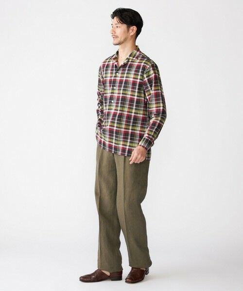 SHIPS / シップス シャツ・ブラウス | SHIPS: オープンカラー コットン リネン マドラスチェック プルオーバー シャツ オリーブ | 詳細8