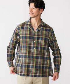 SHIPS / シップス シャツ・ブラウス | SHIPS: オープンカラー コットン リネン マドラスチェック プルオーバー シャツ ブルー