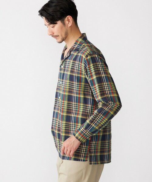 SHIPS / シップス シャツ・ブラウス | SHIPS: オープンカラー コットン リネン マドラスチェック プルオーバー シャツ ブルー | 詳細1