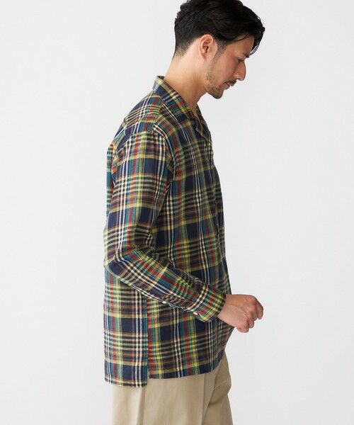 SHIPS / シップス シャツ・ブラウス | SHIPS: オープンカラー コットン リネン マドラスチェック プルオーバー シャツ ブルー | 詳細3