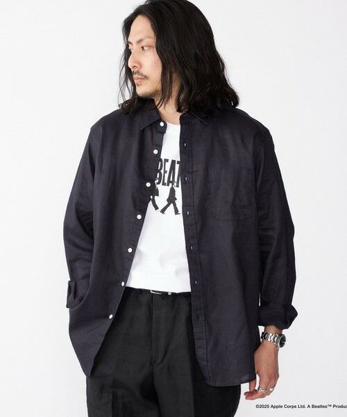 SHIPS / シップス シャツ・ブラウス | SHIPS: フレックスリネン レギュラーカラー ロングスリーブ シャツ(ネイビー)