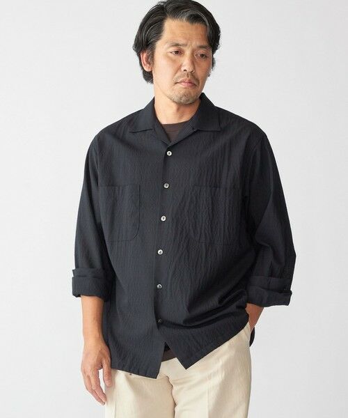 SHIPS / シップス シャツ・ブラウス | Southwick Gate Label: TW エンボス ロングスリーブ キャンプシャツ（ネイビー）