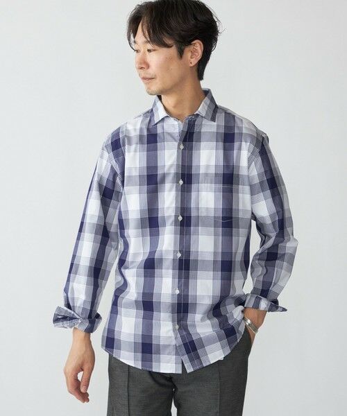 SHIPS / シップス シャツ・ブラウス | SHIPS: ワイドカラー ネイビー バリエーション チェック シャツ | 詳細1