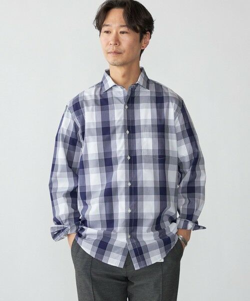 SHIPS / シップス シャツ・ブラウス | SHIPS: ワイドカラー ネイビー バリエーション チェック シャツ(ホワイト)