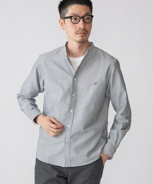 SHIPS / シップス シャツ・ブラウス | 【WEB限定】SHIPS: 防シワ・吸水速乾 Drymix(R) ワンポイントロゴバンドカラーシャツ(グレー)