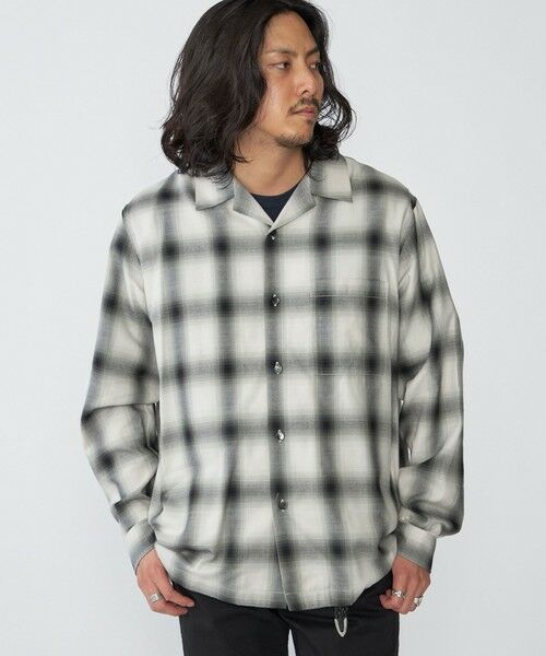 SHIPS / シップス シャツ・ブラウス | SHIPS: オンブレ チェック オープンカラー シャツ(ブラック)