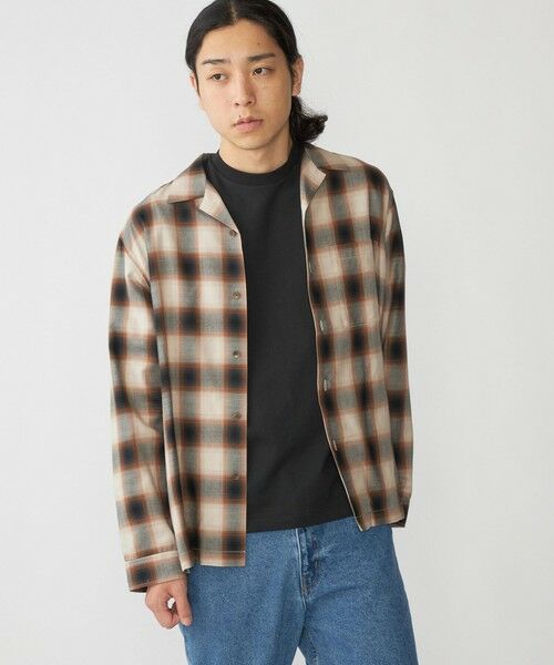 SHIPS / シップス シャツ・ブラウス | SHIPS: オンブレ チェック オープンカラー シャツ(ブラウン)
