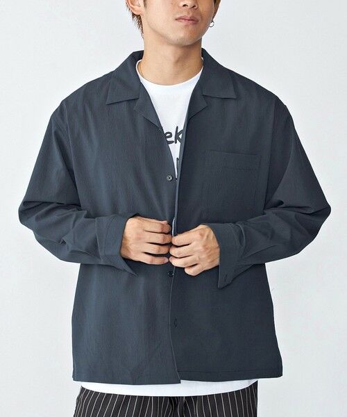 SHIPS / シップス シャツ・ブラウス | City Ambient Products: オープンカラー 楊柳 ソリッド ロングスリーブ シャツ(ダークグレー)