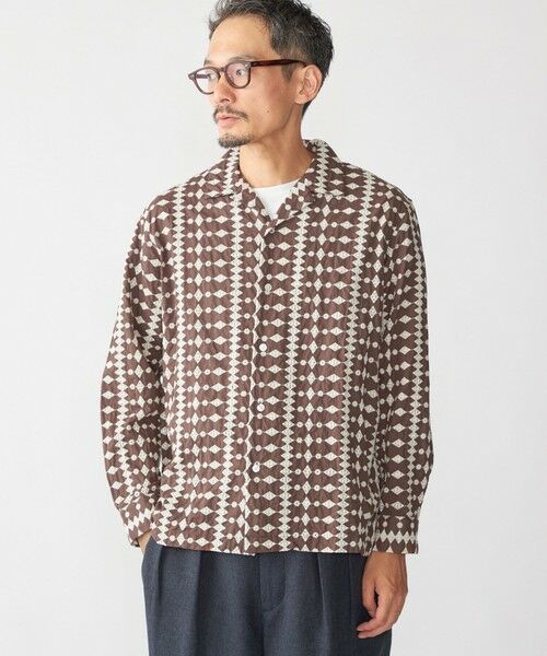 SHIPS / シップス シャツ・ブラウス | SHIPS: エンブロイダリー オープンカラー ロングスリーブ シャツ(ブラウン)