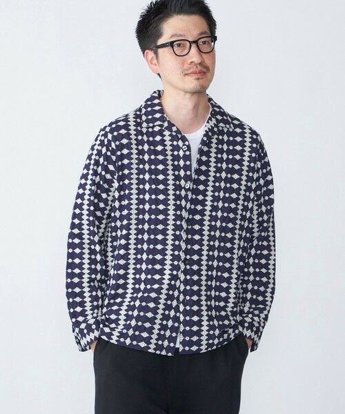 SHIPS / シップス シャツ・ブラウス | SHIPS: エンブロイダリー オープンカラー ロングスリーブ シャツ(ネイビー)