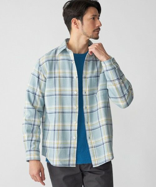 SHIPS / シップス シャツ・ブラウス | SHIPS: Shuttle notes レギュラーカラー オンブレチェック 長袖 ネルシャツ(ライトブルー)