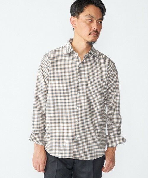 SHIPS / シップス シャツ・ブラウス | SHIPS: ワイドカラー ネル シャツ(ライトカーキ)