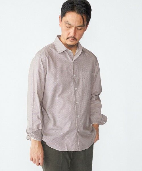 SHIPS / シップス シャツ・ブラウス | SHIPS: プリント ワイドカラー シャツ(ベージュ系)