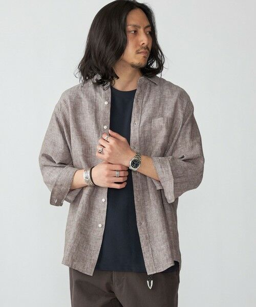 SHIPS / シップス シャツ・ブラウス | SHIPS: レイモンド レギュラーカラー リネン 7スリーブ シャツ(ブラウン)