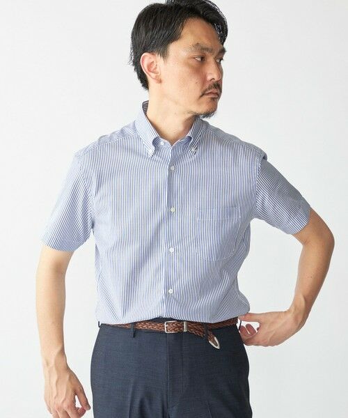 SHIPS / シップス シャツ・ブラウス | SHIPS: ショート スリーブ パナマ ロンドンストライプ シャツ(ネイビー)