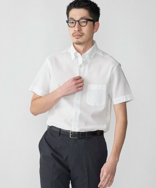 SHIPS / シップス シャツ・ブラウス | SHIPS: カラミ織り ボタンダウン 無地 半袖 シャツ | 詳細2