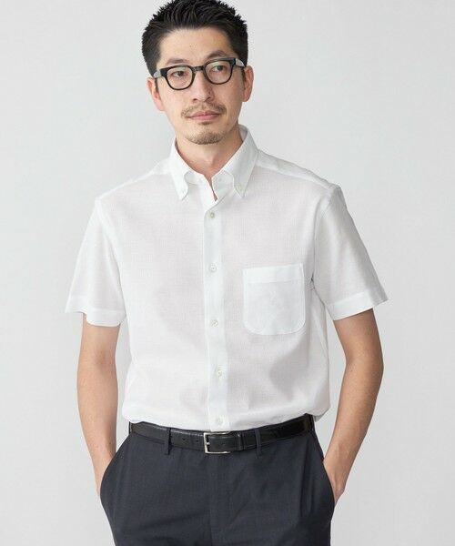 SHIPS / シップス シャツ・ブラウス | SHIPS: カラミ織り ボタンダウン 無地 半袖 シャツ | 詳細1