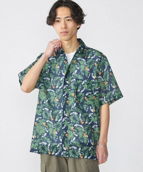 SHIPS / シップス シャツ・ブラウス | SHIPS: メッシュ プリント レギュラーカラー ショートスリーブ シャツ(ダークブルー)