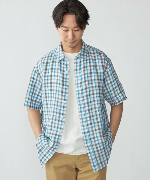 SHIPS / シップス シャツ・ブラウス | SHIPS: レイモンド レギュラーカラー リネン チェック ショートスリーブ シャツ | 詳細5