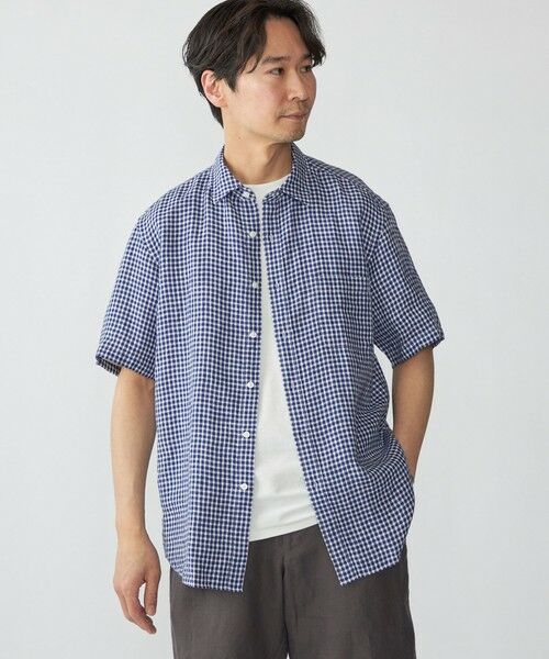 SHIPS / シップス シャツ・ブラウス | SHIPS: レイモンド レギュラーカラー リネン チェック ショートスリーブ シャツ | 詳細23