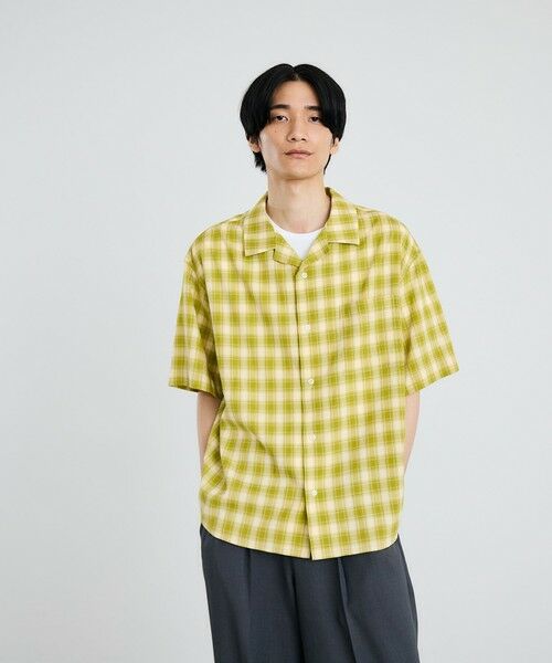SHIPS / シップス シャツ・ブラウス | City Ambient Products: オープン カラー オンブレ チェック シャツ(ライトオリーブ)