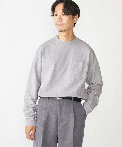 SHIPS / シップス Tシャツ | SHIPS: COTTON USA ポケット 長袖 Tシャツ ロンT(ヘザーグレー)