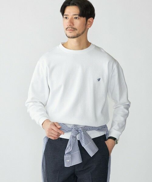 SHIPS / シップス Tシャツ | 【WEB限定】SHIPS:〈抗菌防臭〉ワンポイントロゴ ハイゲージバーズアイ ダブルフェイス 長袖Tシャツ(オフホワイト)