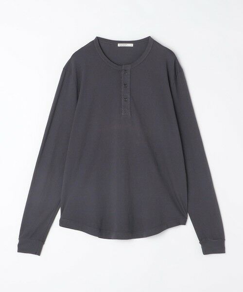 SHIPS / シップス Tシャツ | GROWN&SEWN: HENLEY LONG SLEEVE TEE(チャコールグレー)