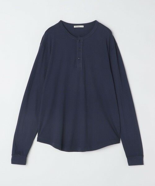 SHIPS / シップス Tシャツ | GROWN&SEWN: HENLEY LONG SLEEVE TEE(ネイビー)