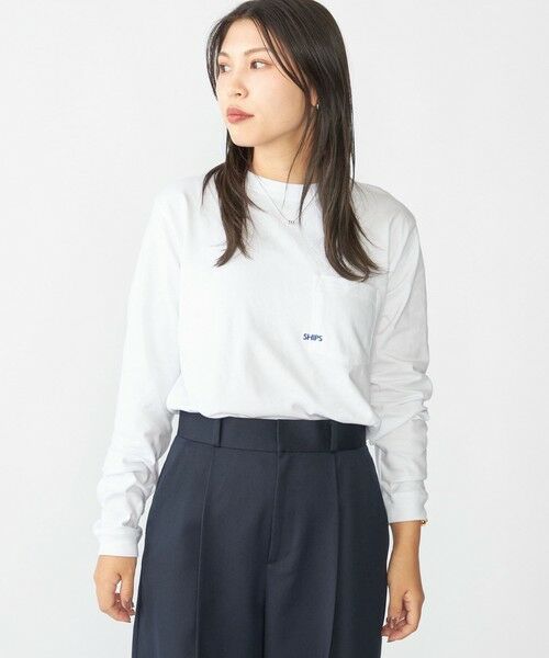 SHIPS / シップス Tシャツ | 【WEB限定】SHIPS: マイクロ SHIPSロゴ ポケット ロングスリーブ Tシャツ (ロンT) | 詳細6