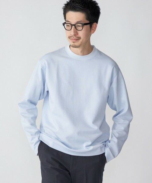 SHIPS / シップス Tシャツ | SHIPS: ハイゲージ クルーネック ダンボールニット 長袖Tシャツ(ライトブルー)