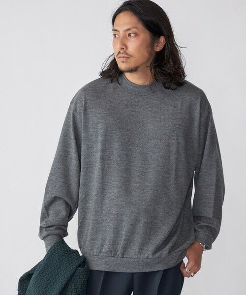 SHIPS / シップス カットソー | SHIPS: 〈抗菌消臭〉 ミルドウール ジャージー モックネック 長袖 ニットソー(グレー)