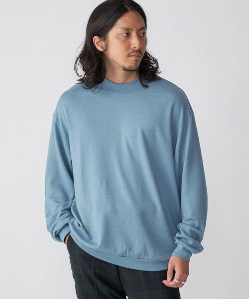 SHIPS / シップス カットソー | SHIPS: 〈抗菌消臭〉 ミルドウール ジャージー モックネック 長袖 ニットソー(ライトブルー)