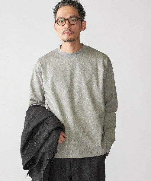 SHIPS / シップス Tシャツ | SHIPS: コットン ハイゲージ ポンチ ライト ロングスリーブ Tシャツ(グレー系)