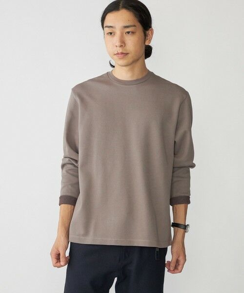 SHIPS / シップス Tシャツ | SHIPS: 鹿の子 ダブルフェイス クルーネック ロングスリーブ Tシャツ (ロンT)(ベージュ)