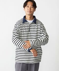 SHIPS / シップス Tシャツ | SHIPS: リバーシブル ボーダー フリース ハーフジップ プルオーバー