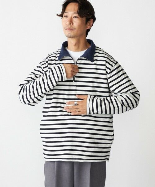 SHIPS / シップス Tシャツ | SHIPS: リバーシブル ボーダー フリース ハーフジップ プルオーバー | 詳細3